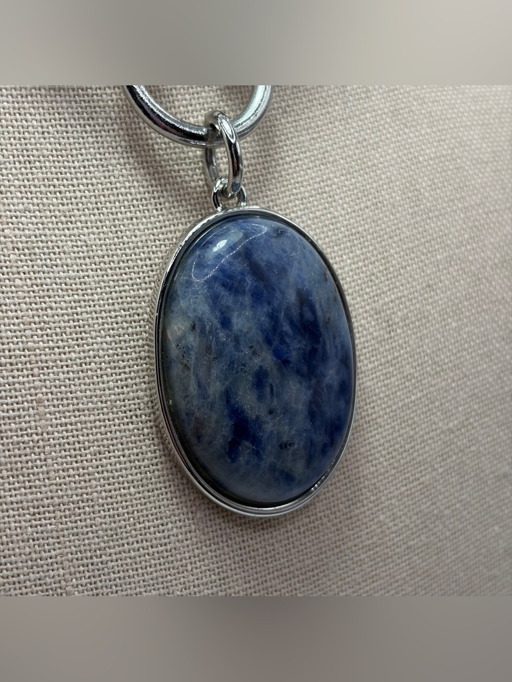 WHBM Silver Choker Necklace with Sodalite Stone Pendant